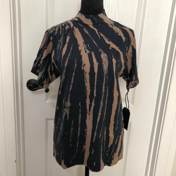 Les Tien Yours XS Tie-Dye Black Tan 100% Cotton T-Shirt – Trendy & Comfortable - Picture 2 of 8